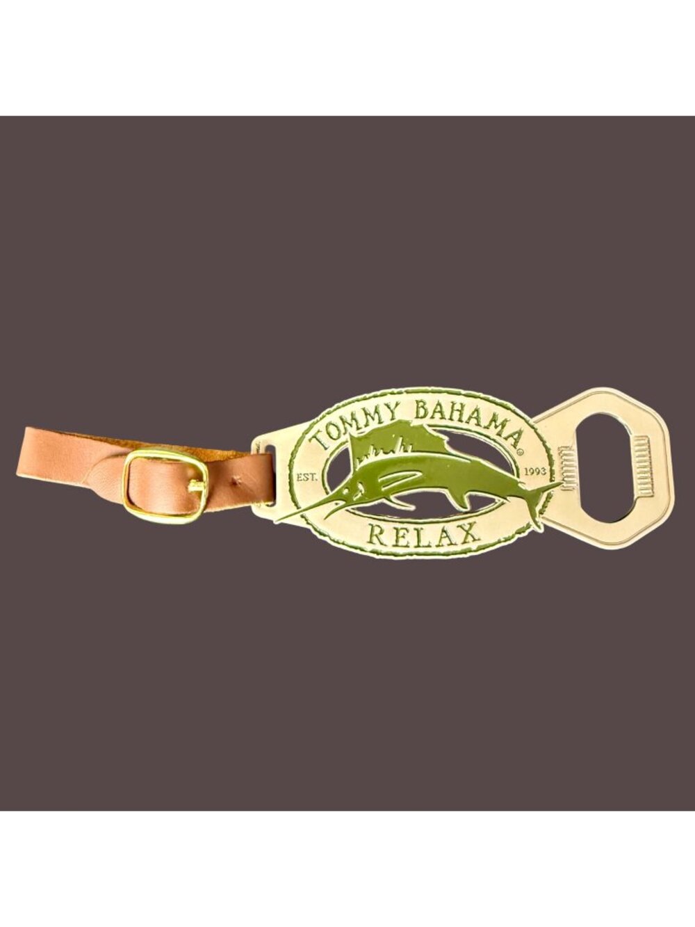 Tommy Bahama Vintage Silver Golf Bag Tag Bottle Opener Marlin Relax Logo NWOT